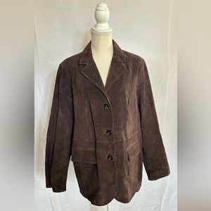 Dennis by Dennis Basso Genuine Suede Leather Jacket Chocolate Brown Vintage